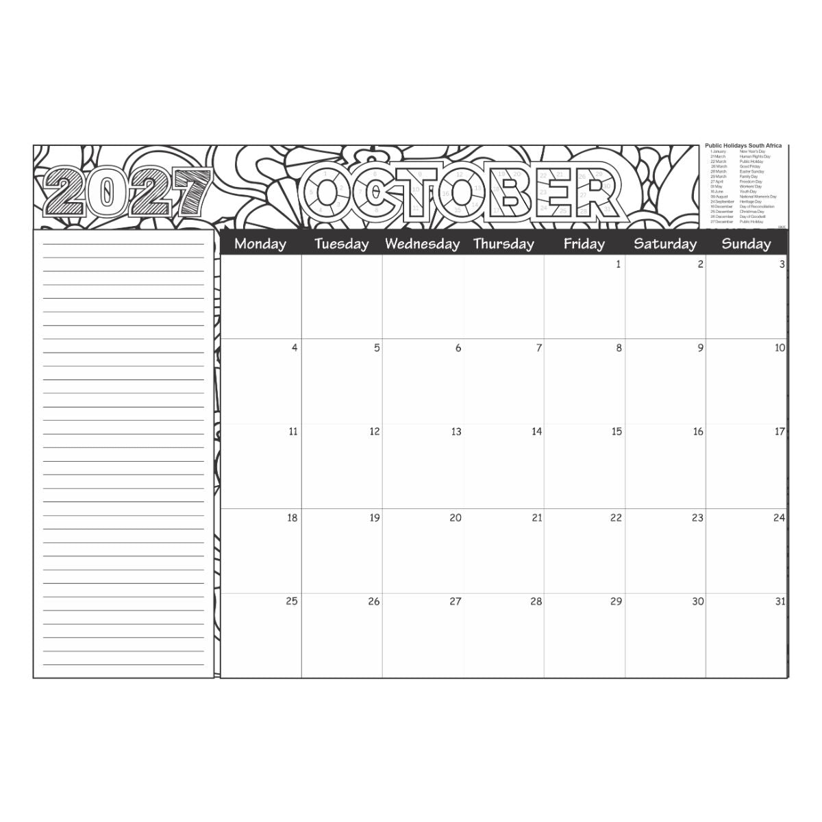 2027 A3 Desk Calendar Pad