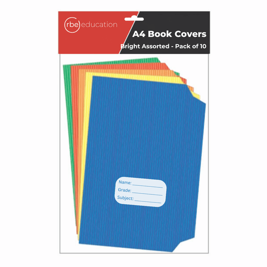 RBE A4 Pre-Cut Paper Book Covers - Bright Assorted