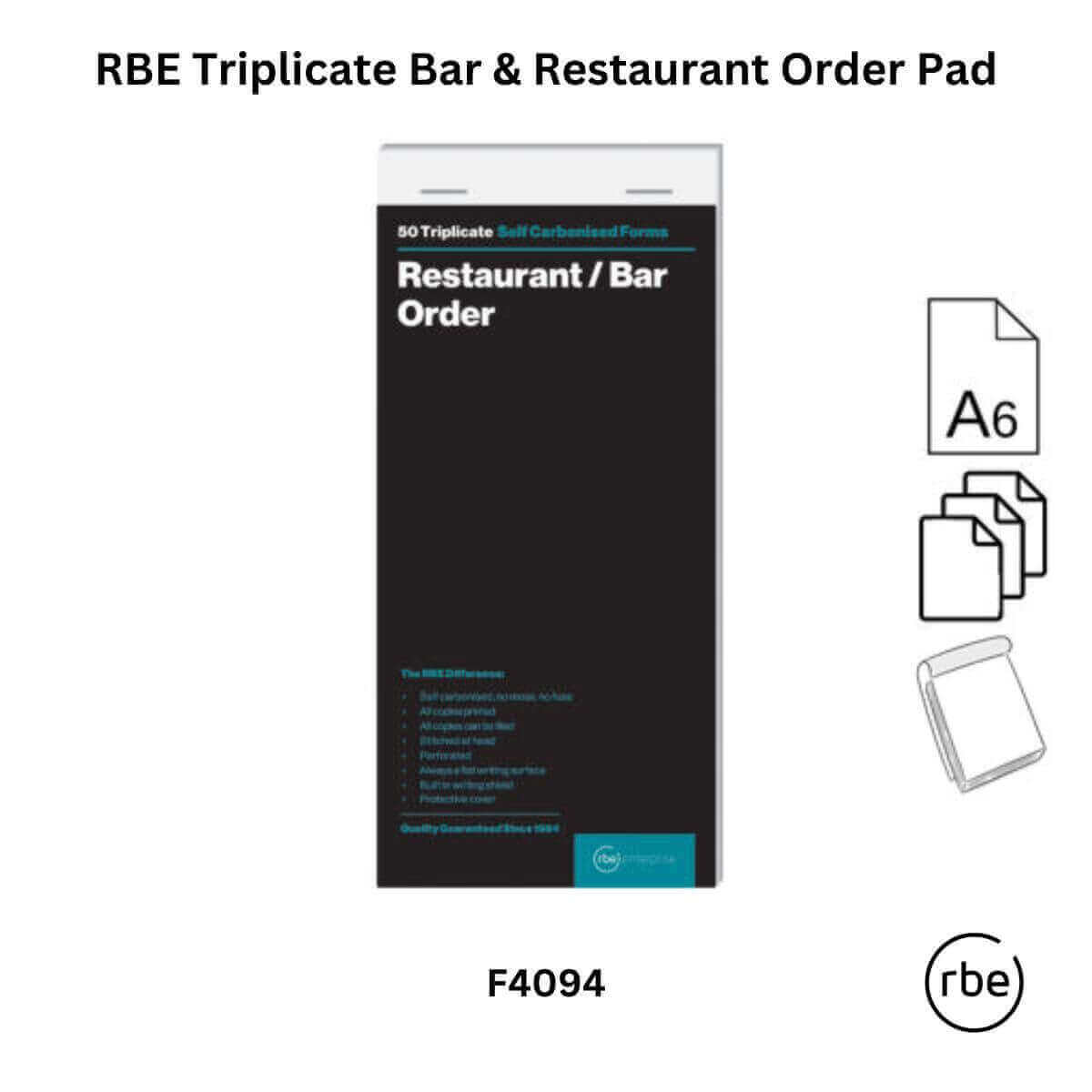 RBE Combined Restaurant & Bar Order Pads