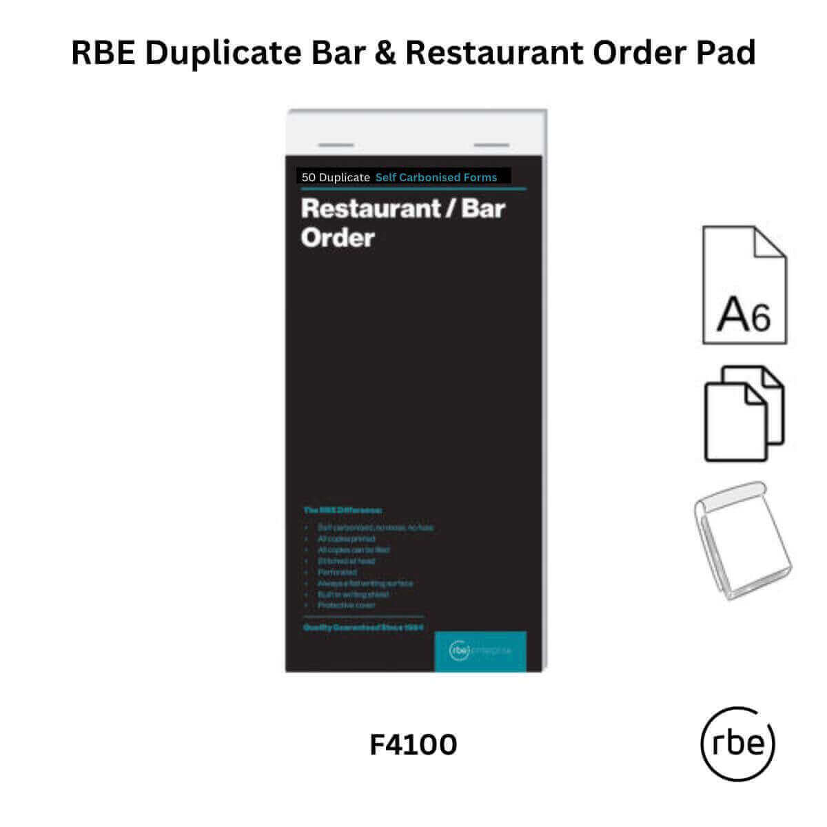 RBE Combined Restaurant & Bar Order Pads