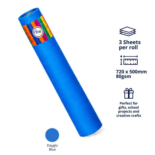 Dayglo Blue Wrapping Paper Sheets