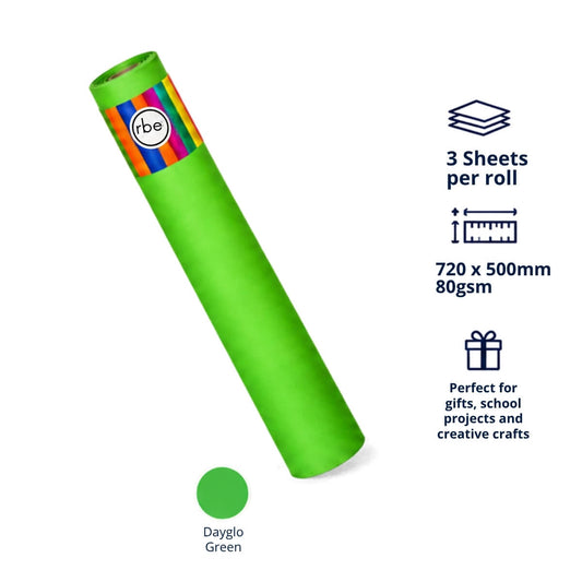 Dayglo Green Wrapping Paper Sheets