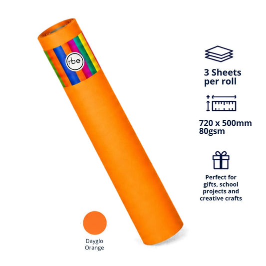 Dayglo Orange Wrapping Paper Sheets