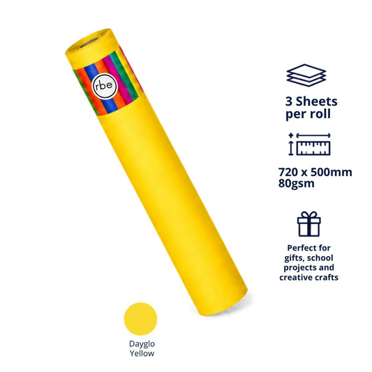 Dayglo Yellow Wrapping Paper Sheets