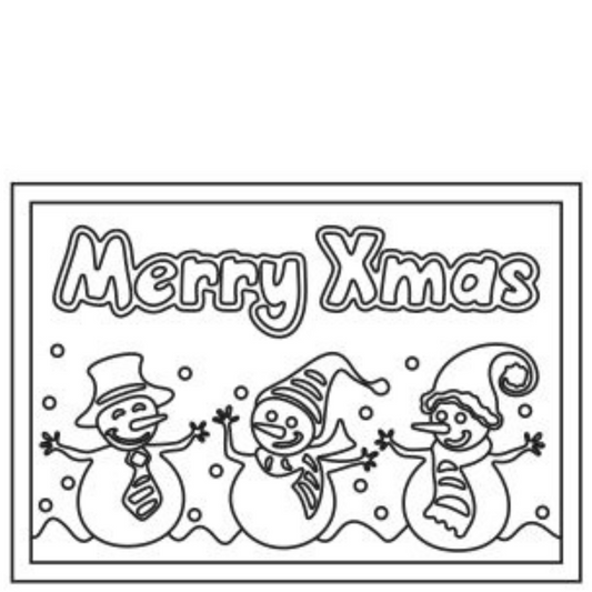 (Sand Art Card) Merry Christmas Snow Men
