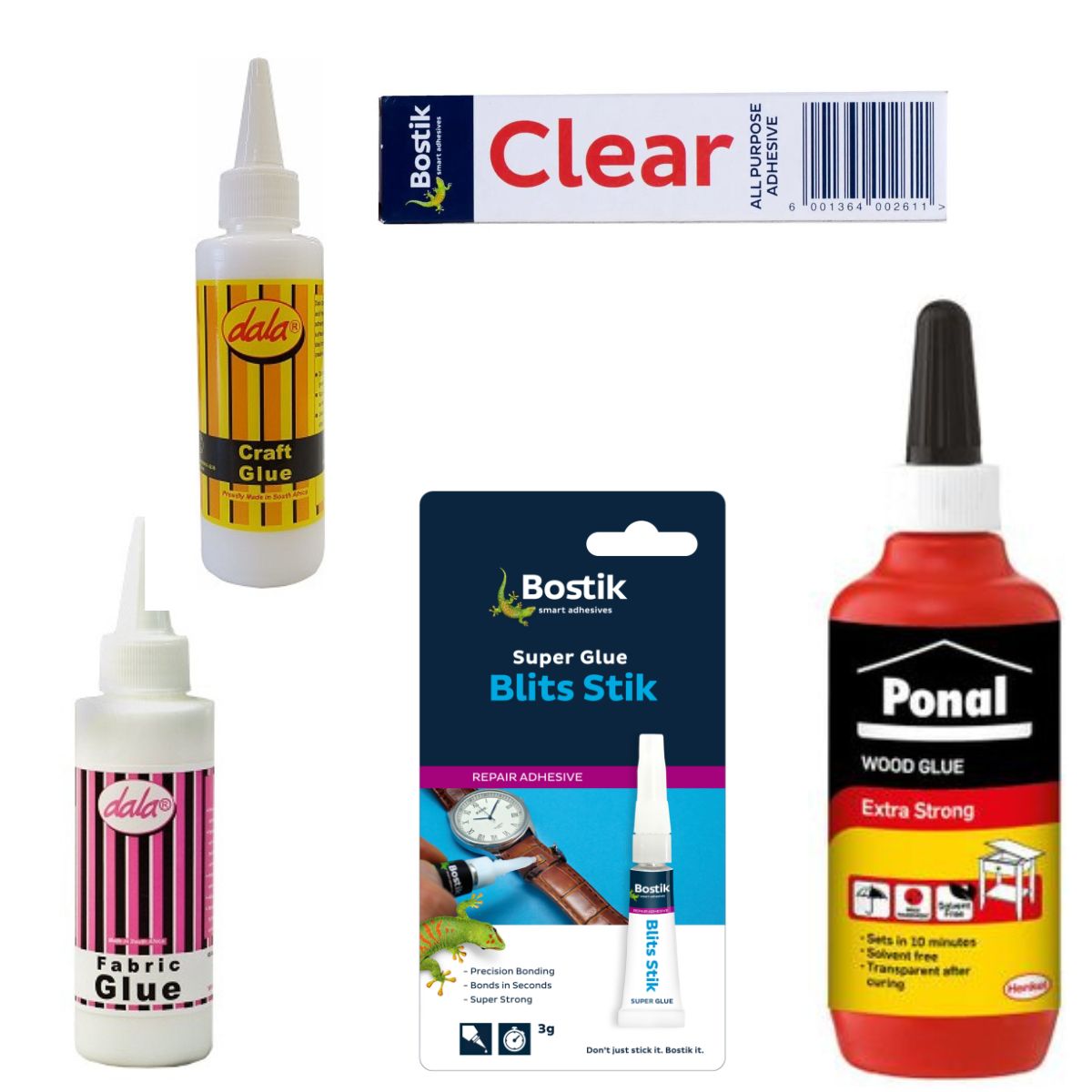 Wood Glue, Craft Glue, Super Glue, Fabric Glue